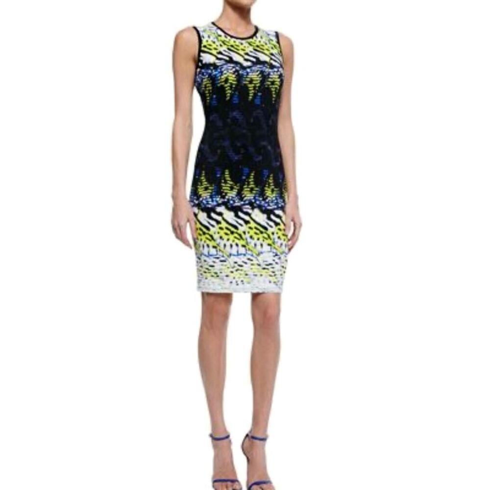 Roberto Cavalli Maroshi Knit Sleeveless Sheath Dress Like New Black/Blue Size 38